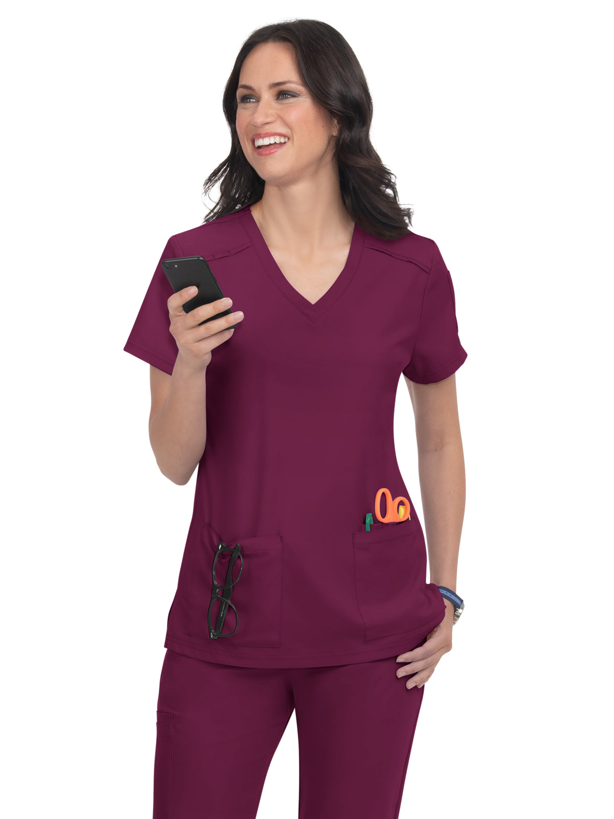 Women's 3-Pocket V-Neck Cardi Scrub Top