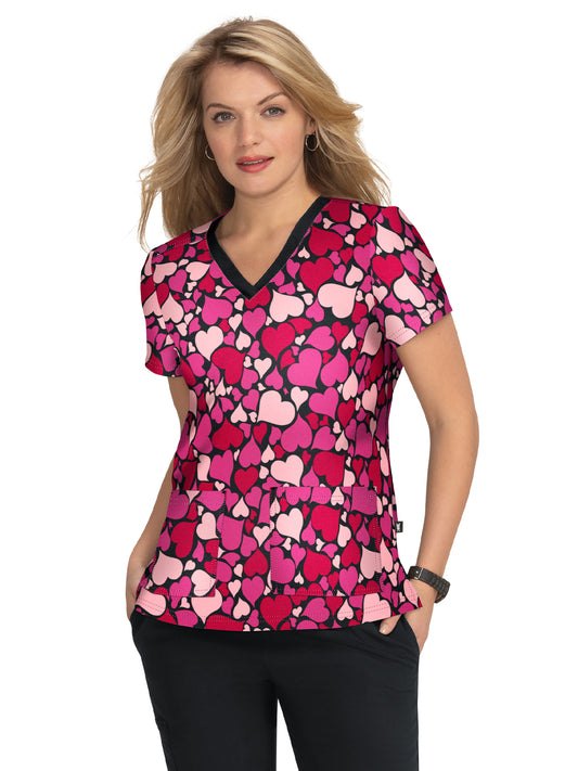 Women's 2-Pocket Tailored Body Print Lulu Scrub Top