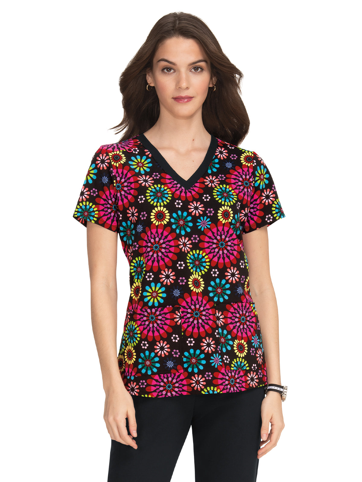 Women's 2-Pocket Tailored Body Print Lulu Scrub Top