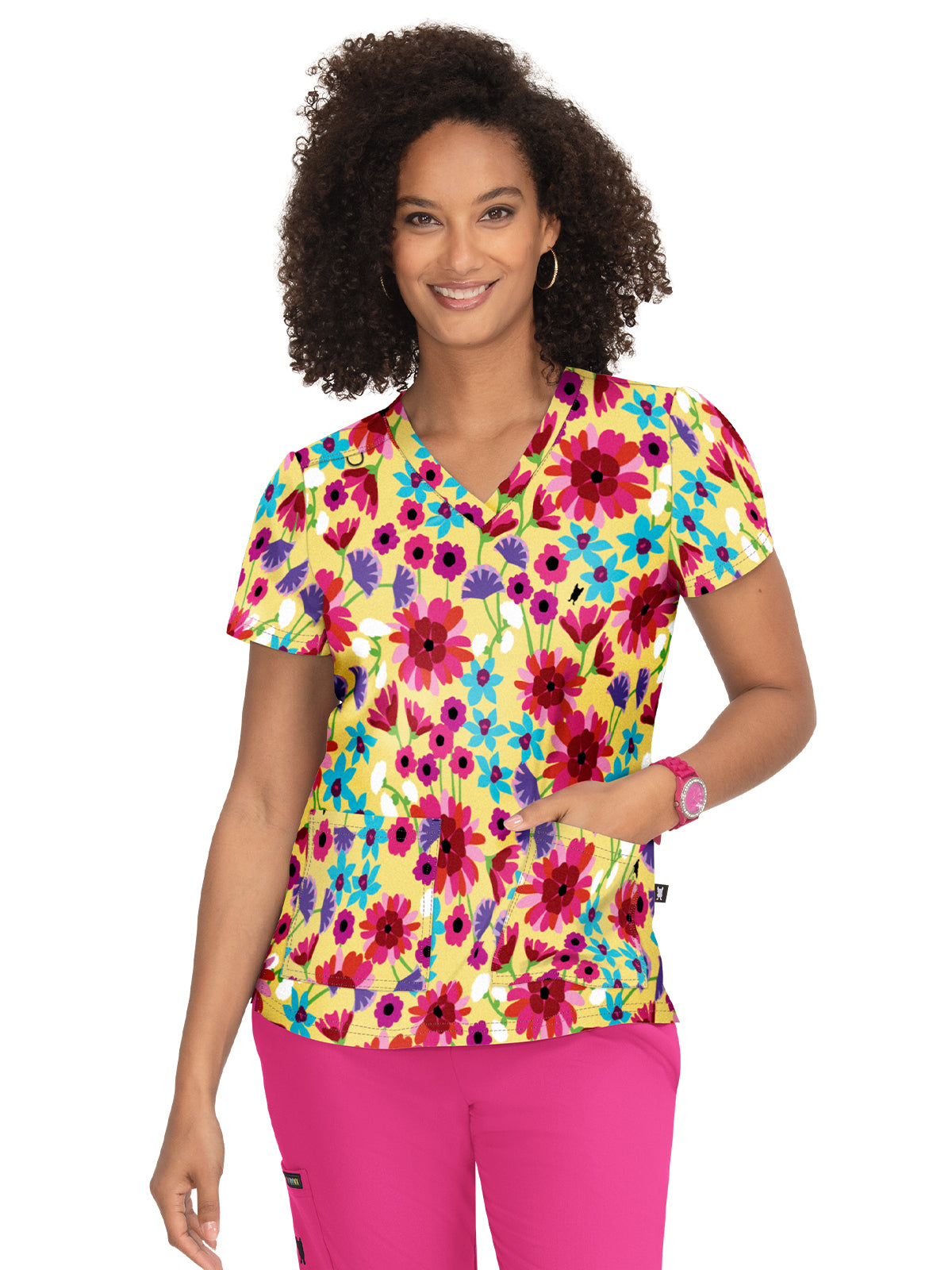 Women's 2-Pocket Tailored Body Print Lulu Scrub Top