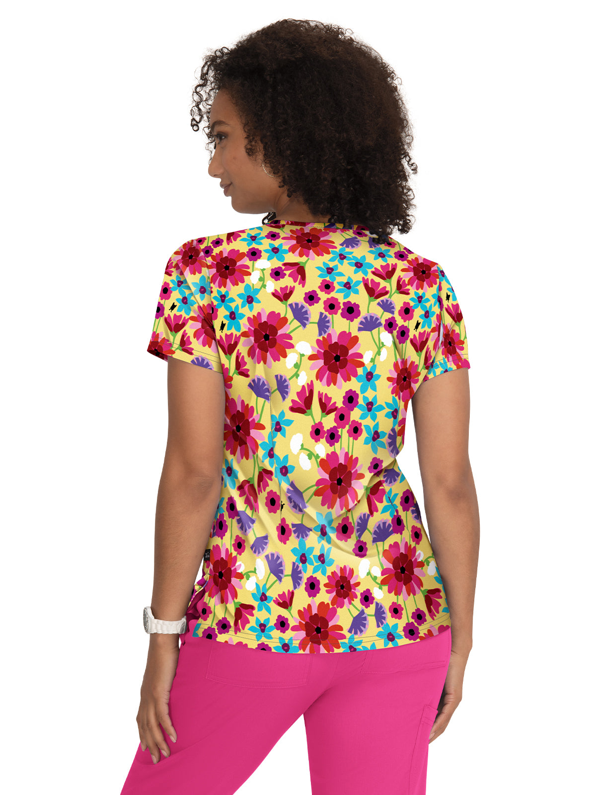 Women's 2-Pocket Tailored Body Print Lulu Scrub Top