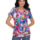 Women's 2-Pocket Tailored Body Print Lulu Scrub Top