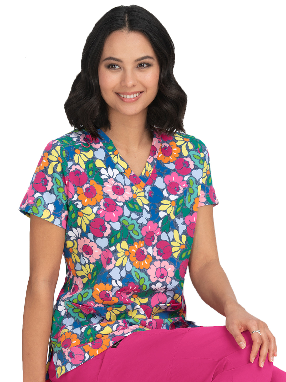 Women's 2-Pocket Tailored Body Print Lulu Scrub Top