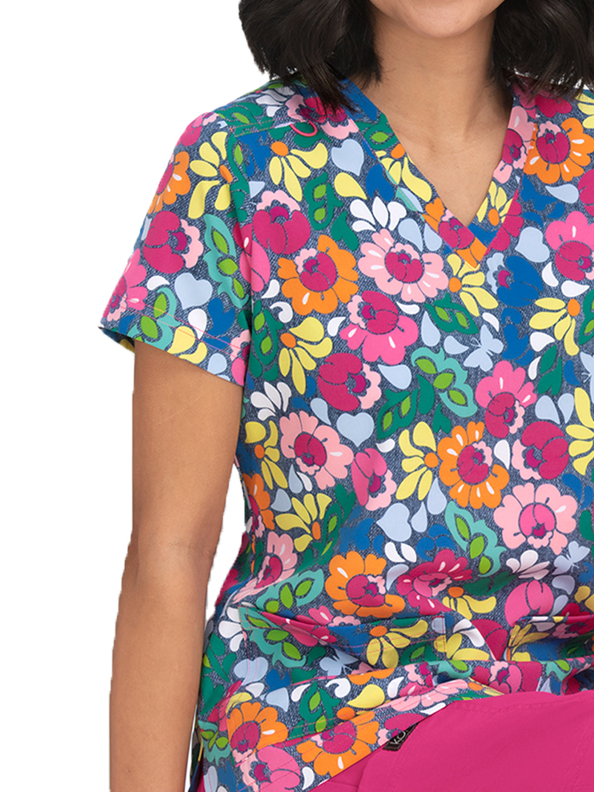 Women's 2-Pocket Tailored Body Print Lulu Scrub Top