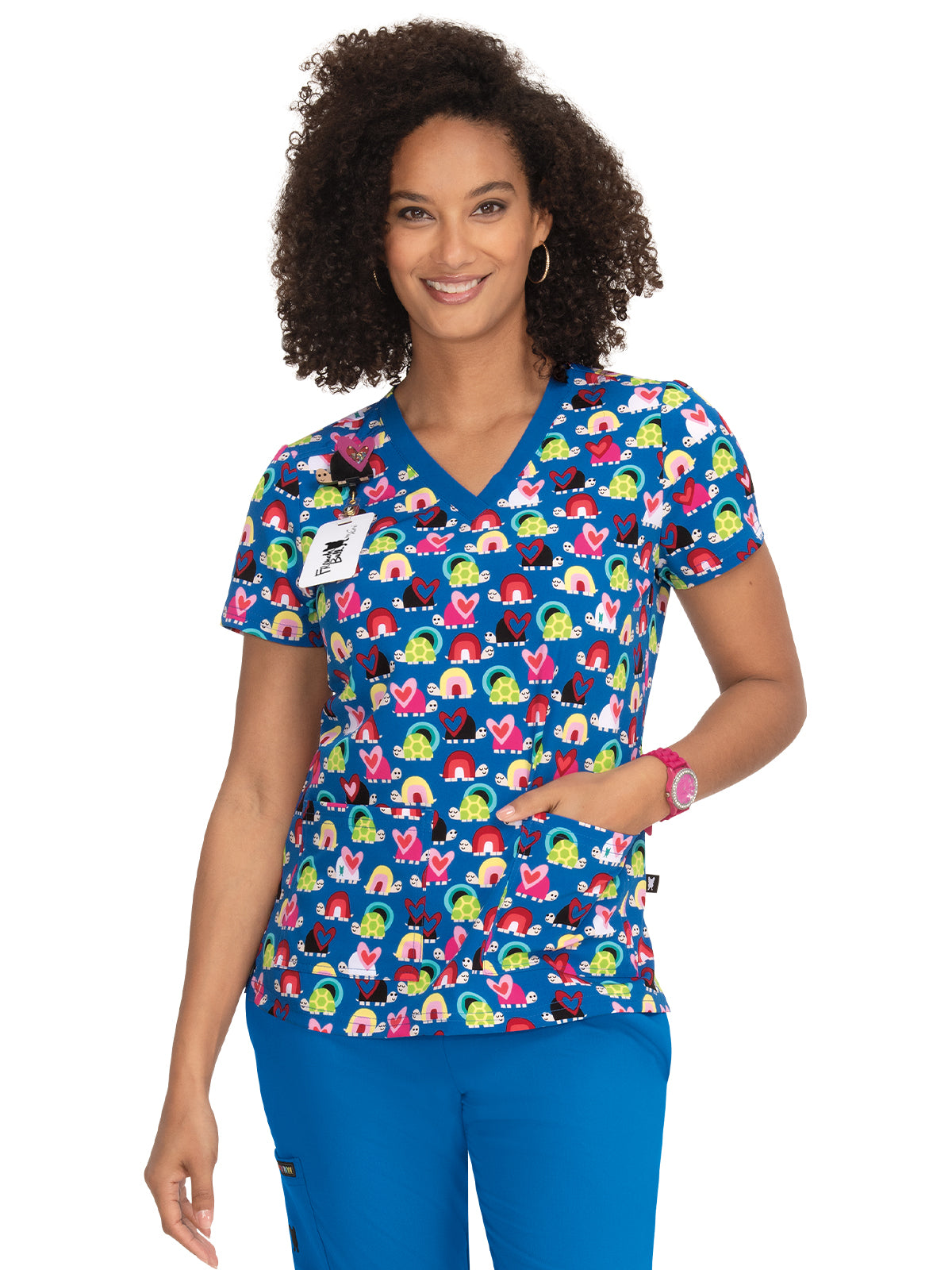 Women's 2-Pocket Tailored Body Print Lulu Scrub Top