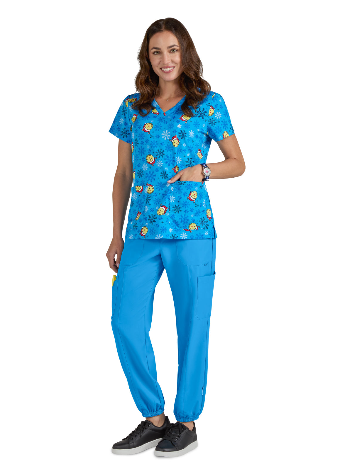 Women's Printed 3-Pocket V-Neck Adoring Scrub Top