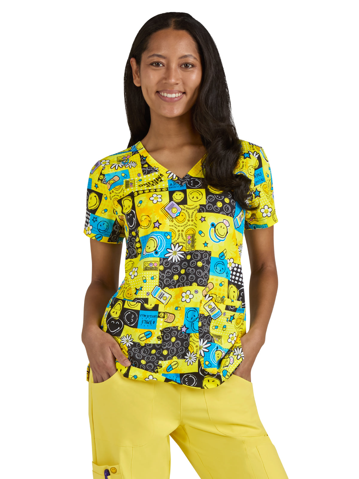 Women's Printed 3-Pocket V-Neck Adoring Scrub Top