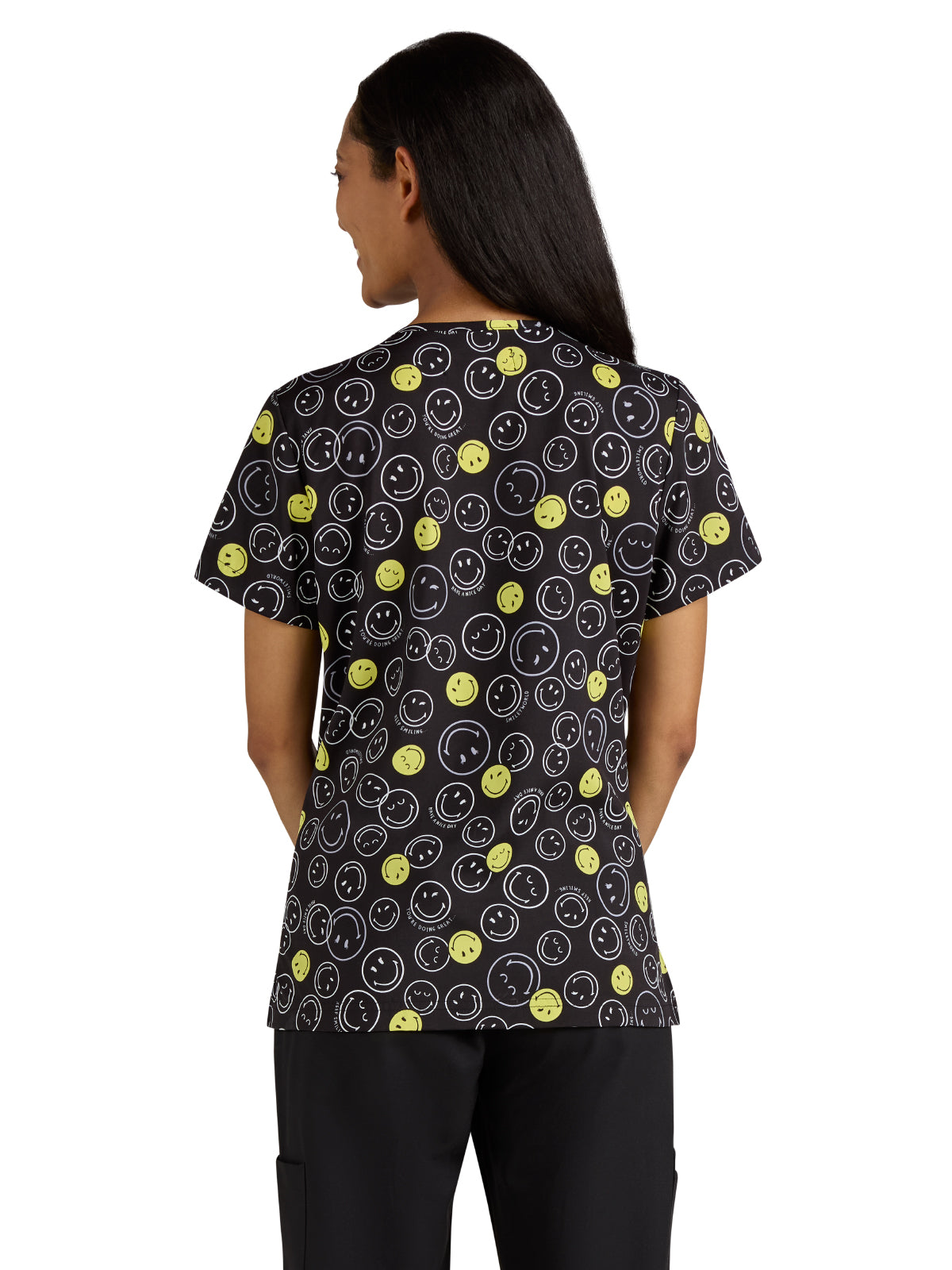 Women's Printed Split-Neck Amazed Scrub Top