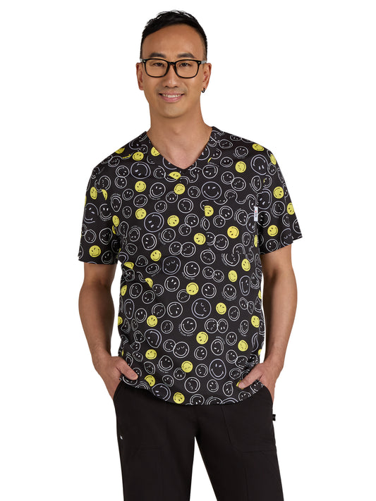 Men's Printed Classic V-Neck Scrub Top