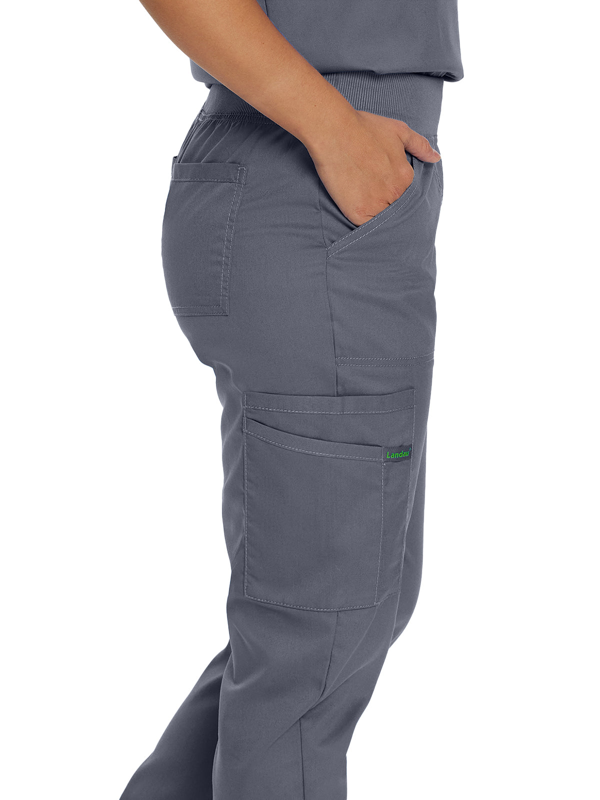 Women's 7-Pocket Mid-Rise Knit Yoga Waist Jogger Scrub Pant