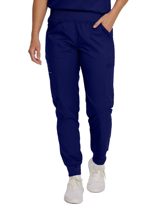 Women's 7-Pocket Mid-Rise Knit Yoga Waist Jogger Scrub Pant