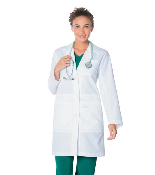 Women's Five-Pocket 36.5" Full-Length Tablet Lab Coat