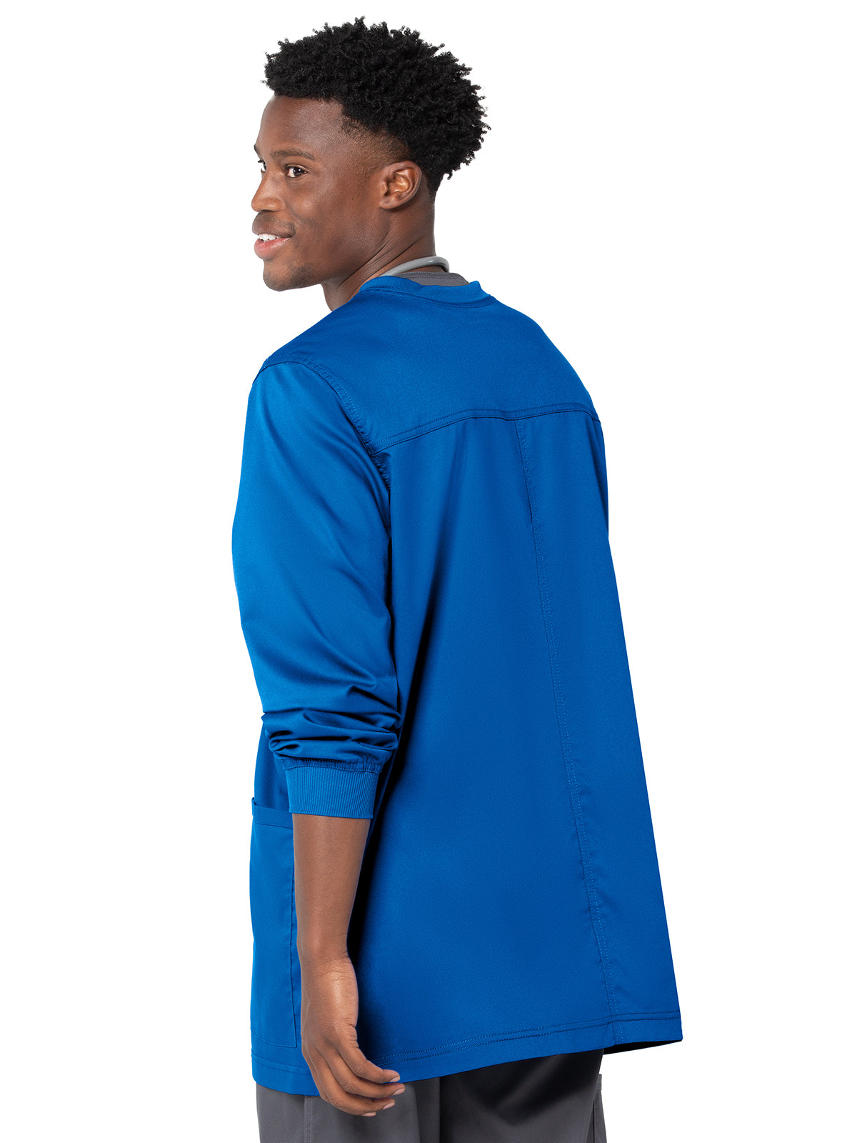 Men's 3-Pocket Crew Neck Warm-Up Scrub Jacket