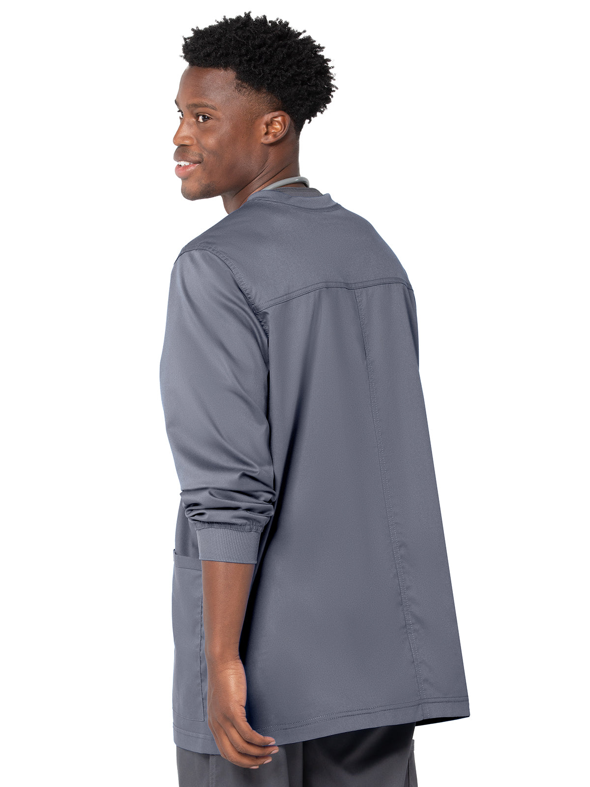 Men's 3-Pocket Crew Neck Warm-Up Scrub Jacket