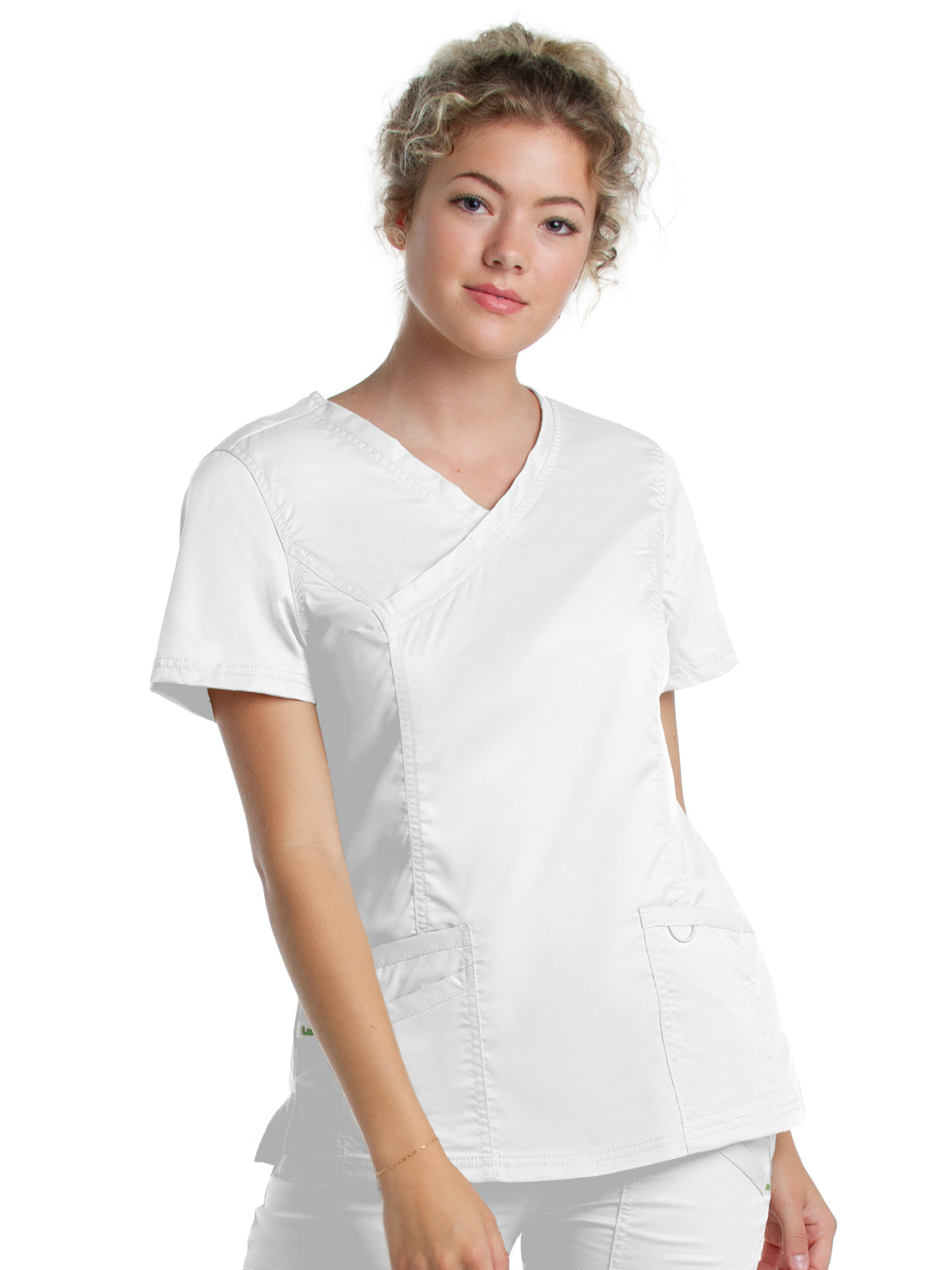 Women's 3-Pocket Mock Wrap Neck Scrub Top