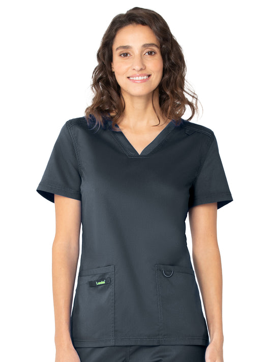 Women's 2-Pocket High-Low Hem V-Neck Scrub Top