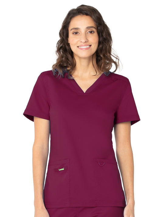 Women's 2-Pocket High-Low Hem V-Neck Scrub Top