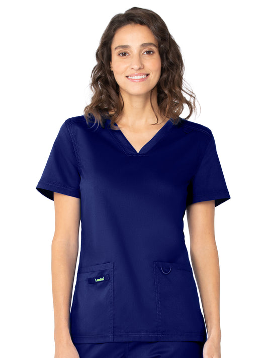 Women's 2-Pocket High-Low Hem V-Neck Scrub Top