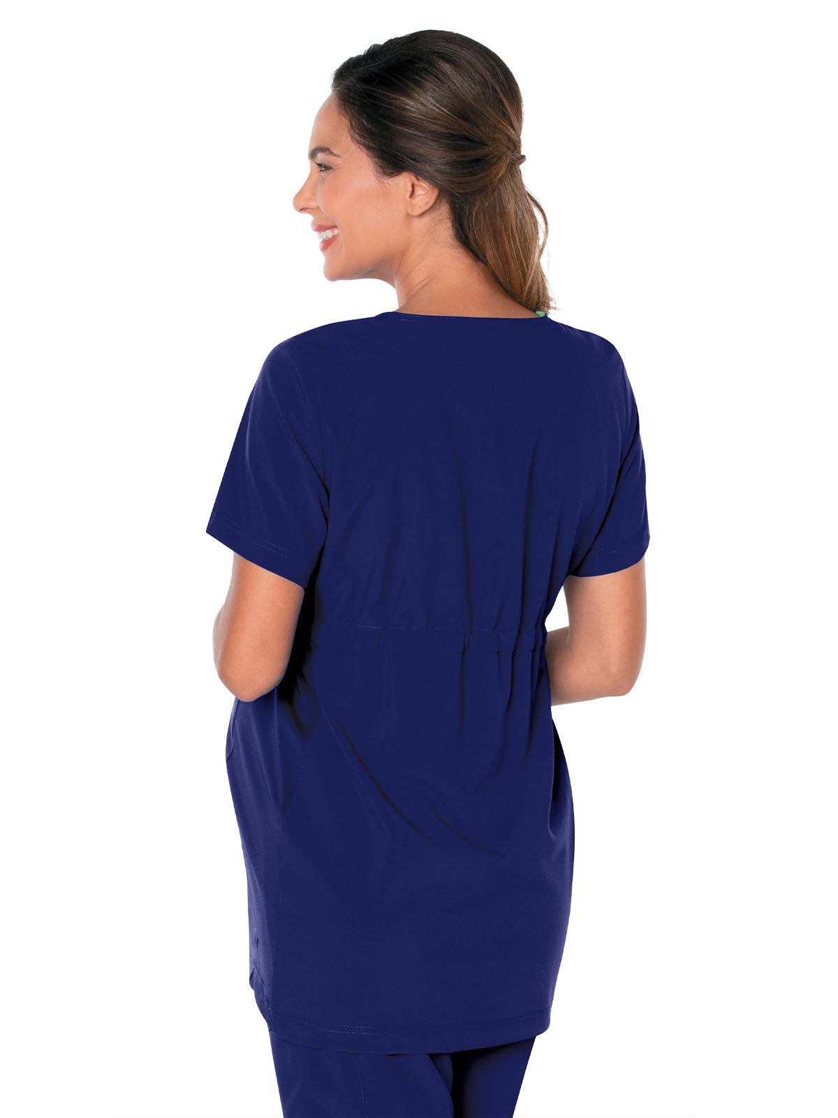 Women's 3-Pocket Adjustable Drawstring Empire Waist V-Neck Maternity Scrub Top