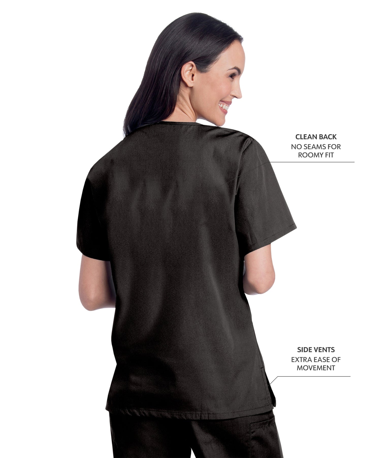 Women's 3-Pocket Clean Back V-Neck Scrub Top