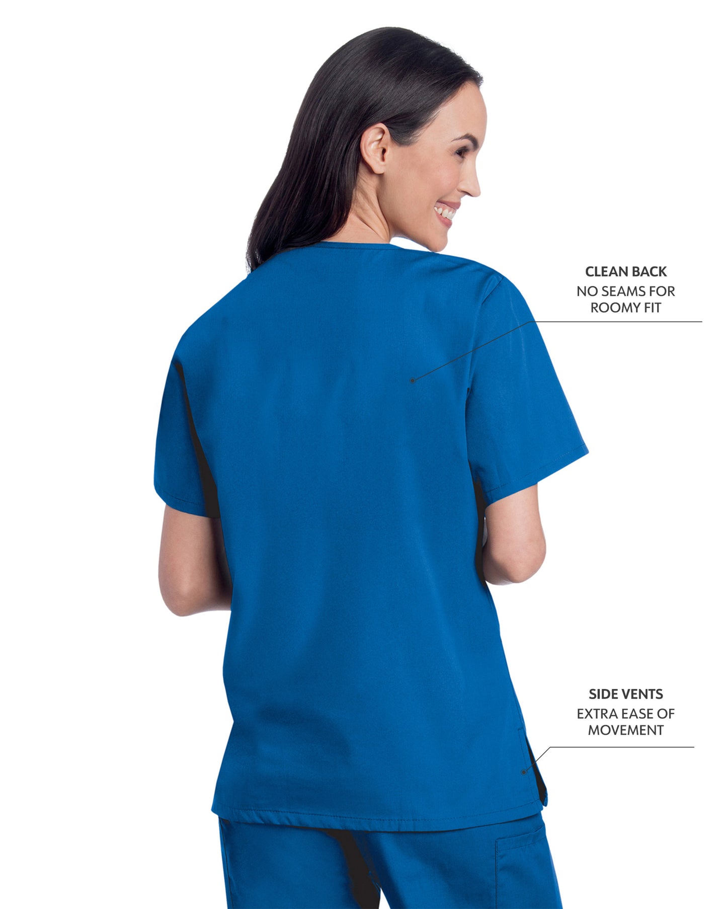 Women's 3-Pocket Clean Back V-Neck Scrub Top