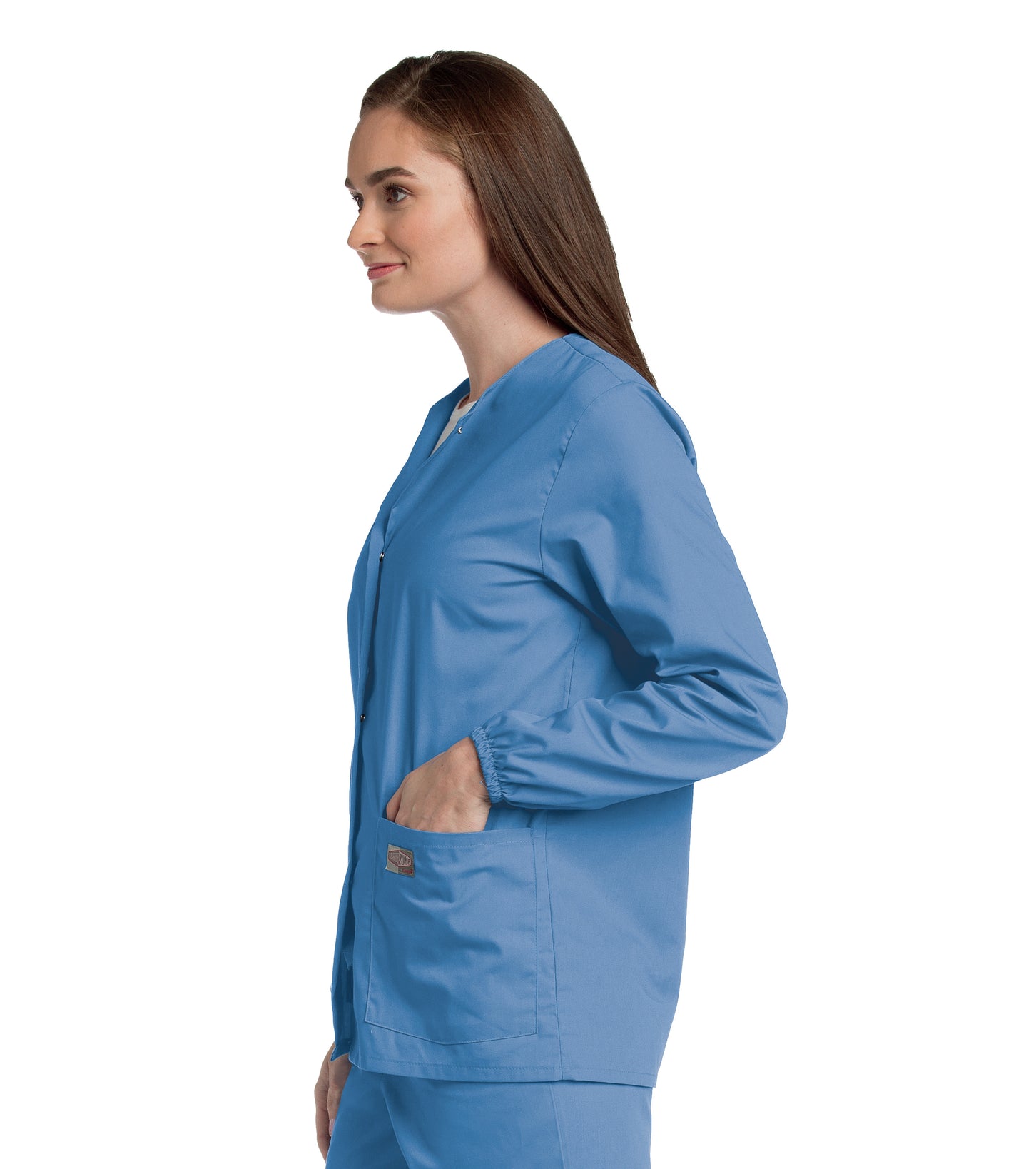 Women's 3-Pocket Crew Neck Warm-Up Scrub Jacket