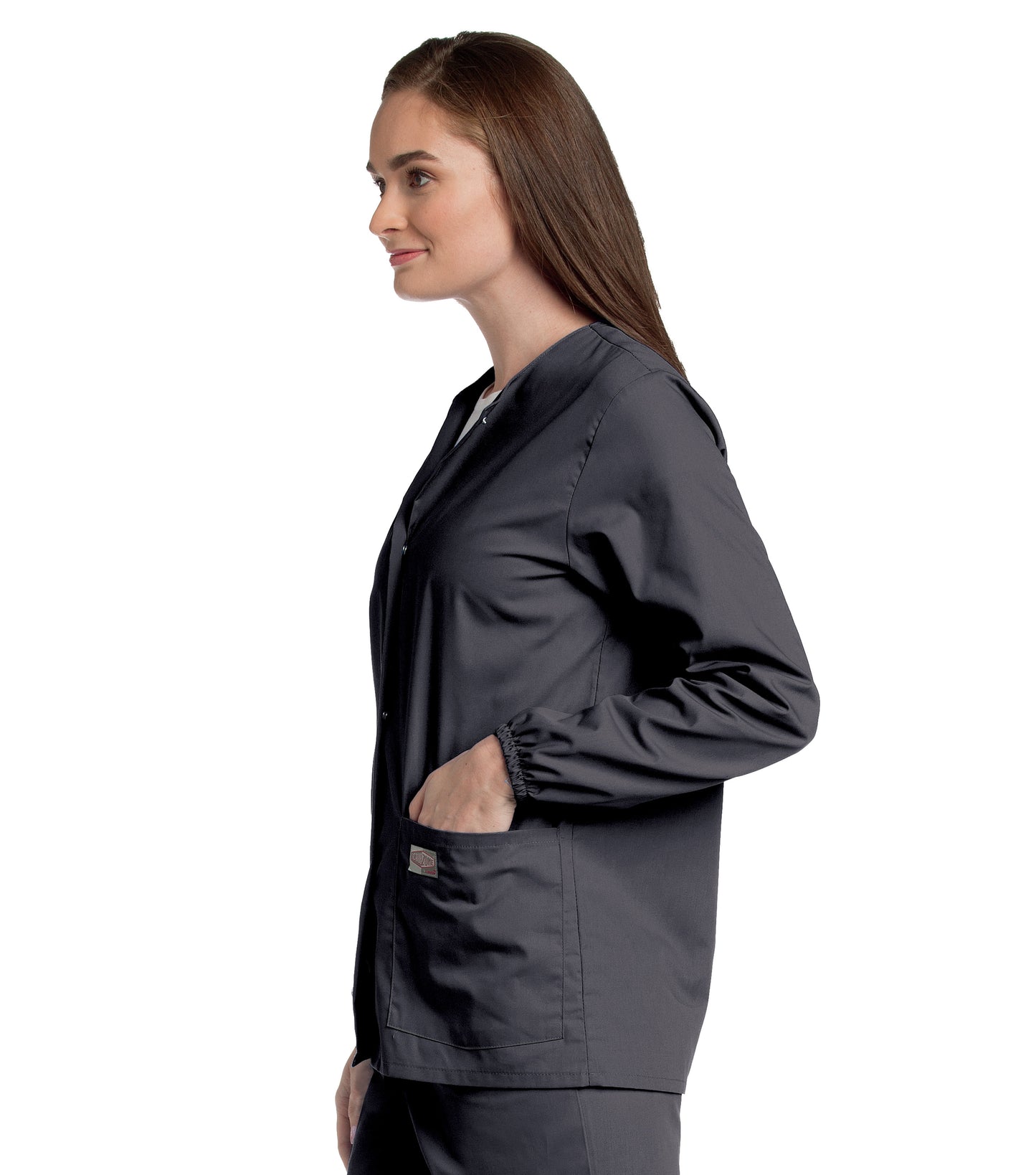 Women's 3-Pocket Crew Neck Warm-Up Scrub Jacket