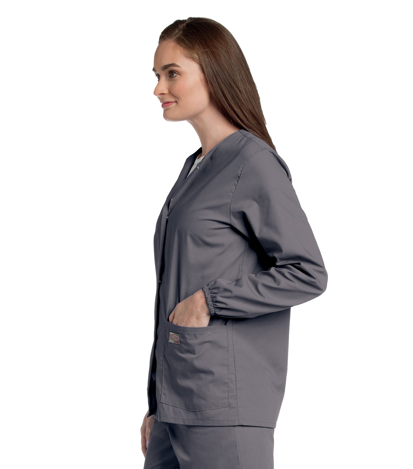 Women's 3-Pocket Crew Neck Warm-Up Scrub Jacket