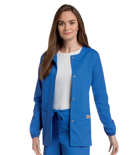 Women's 3-Pocket Crew Neck Warm-Up Scrub Jacket