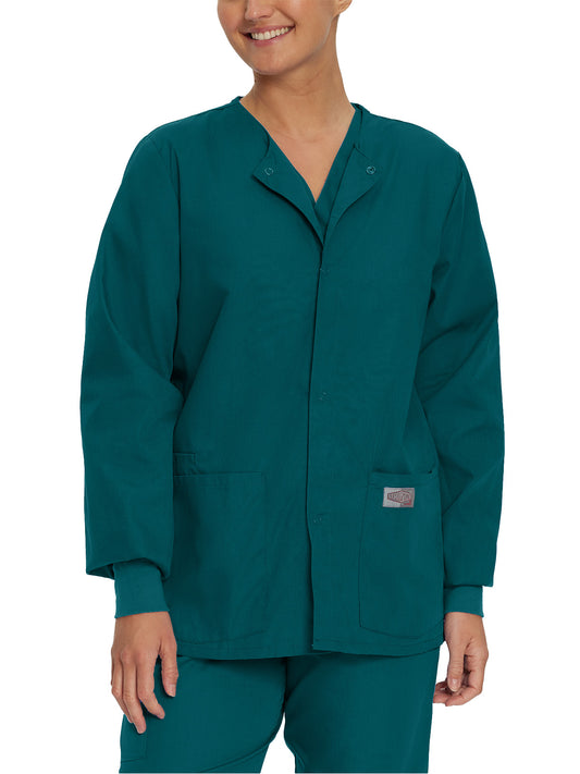 Unisex 3-Pocket Snap-Front Warm-Up Scrub Jacket