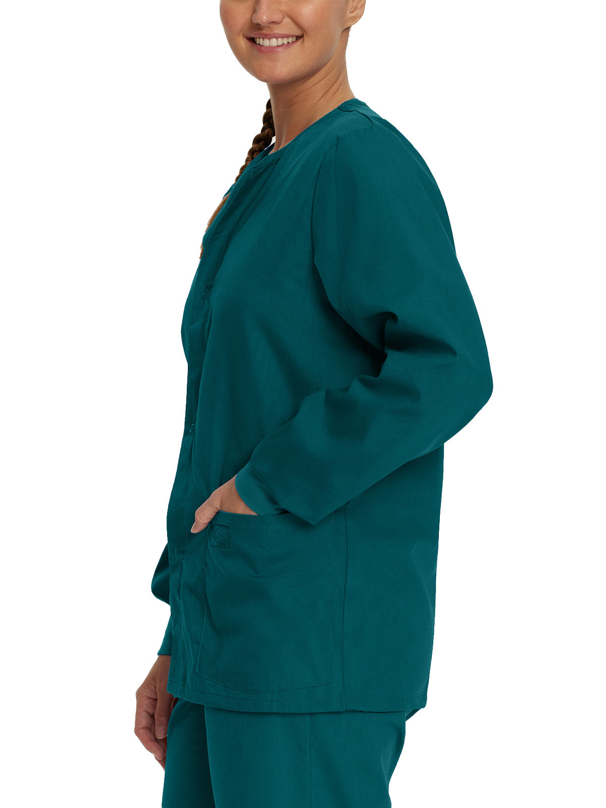 Unisex 3-Pocket Snap-Front Warm-Up Scrub Jacket