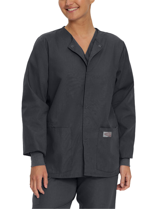 Unisex 3-Pocket Snap-Front Warm-Up Scrub Jacket