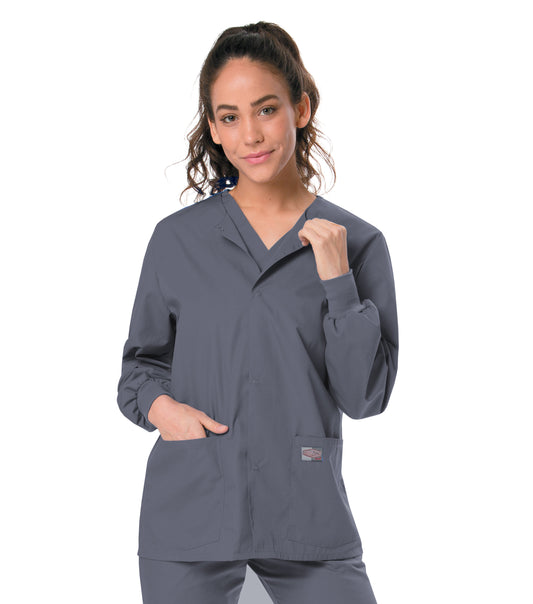 Unisex 3-Pocket Snap-Front Warm-Up Scrub Jacket