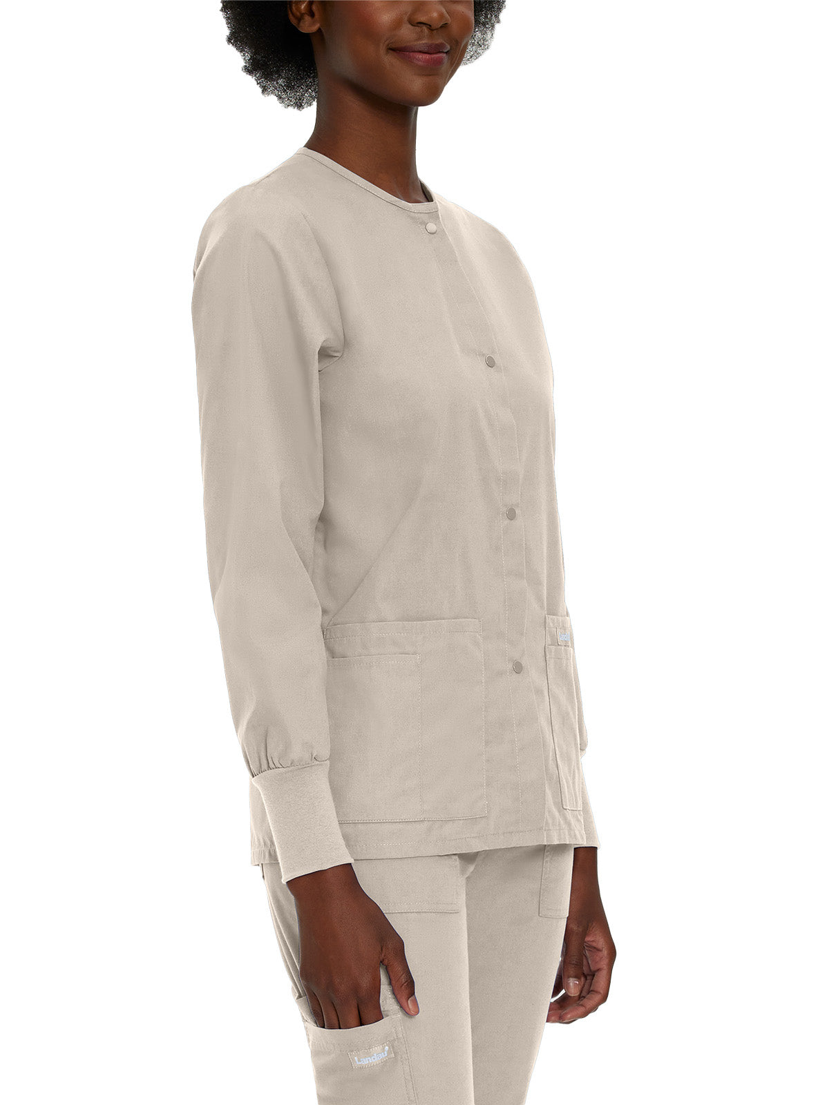 Women's 4-Pocket Crew Neck Warm-Up Scrub Jacket