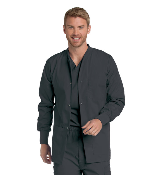 Men's 5-Pocket Crew Neck Warm-Up Scrub Jacket