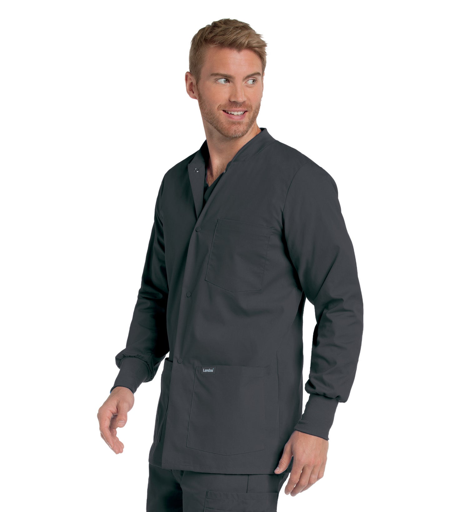 Men's 5-Pocket Crew Neck Warm-Up Scrub Jacket