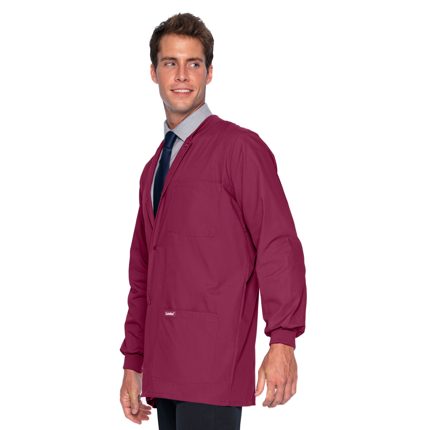 Men's 5-Pocket Crew Neck Warm-Up Scrub Jacket