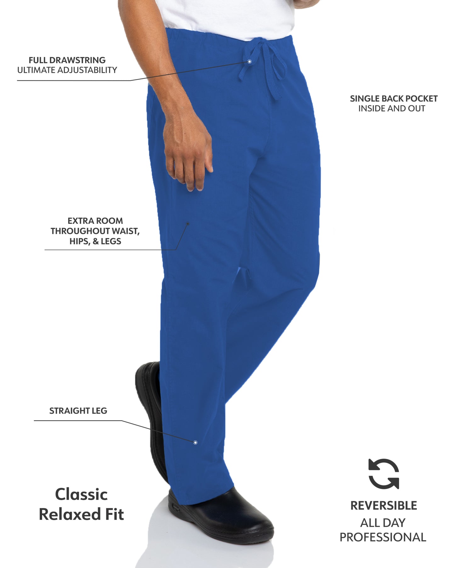 Unisex Reversible High-Rise Waist Scrub Pant