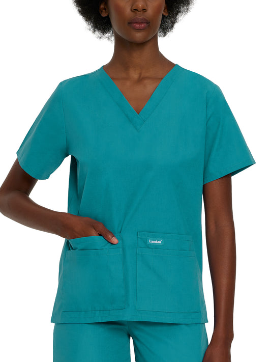 Women's 4-Pocket Durable V-Neck Scrub Top