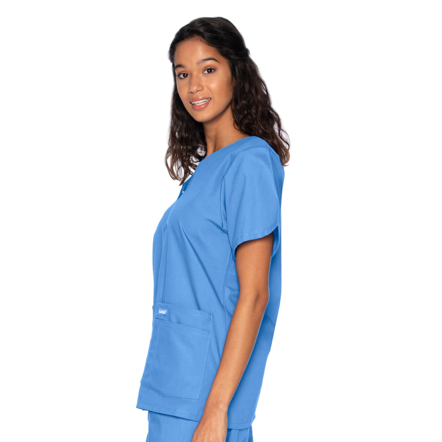 Women's 4-Pocket Snap-Front V-Neck Scrub Top