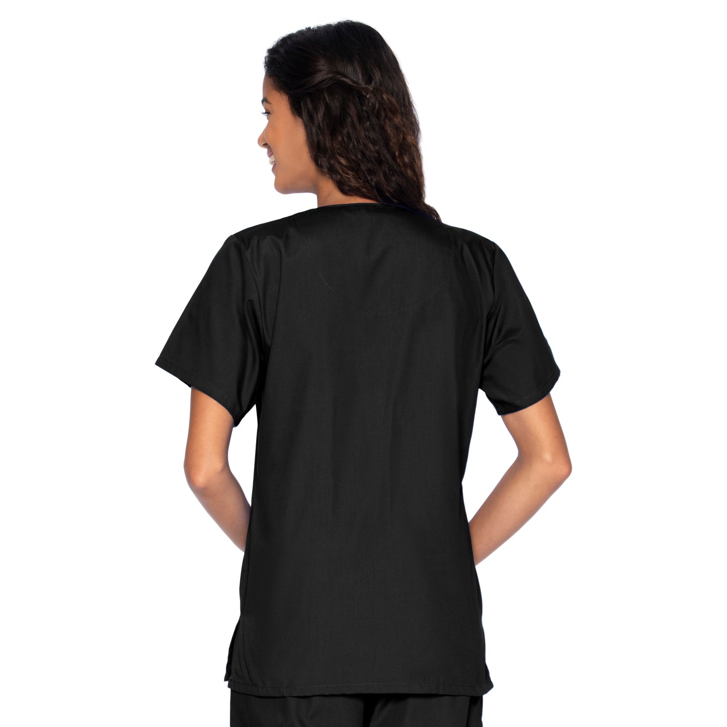 Women's 4-Pocket Snap-Front V-Neck Scrub Top