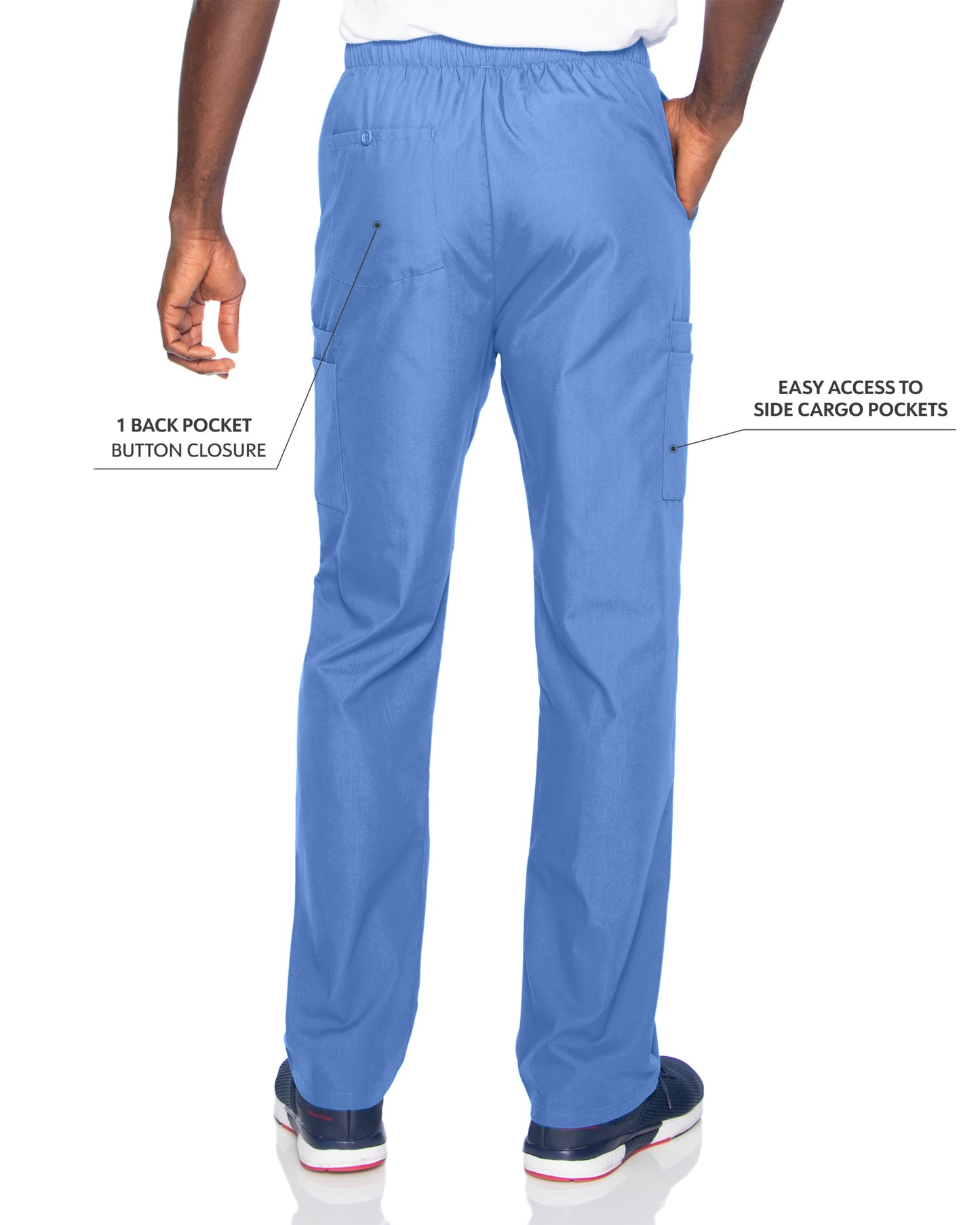 Men's 7-Pocket High-Rise Elastic Waist Cargo Scrub Pant