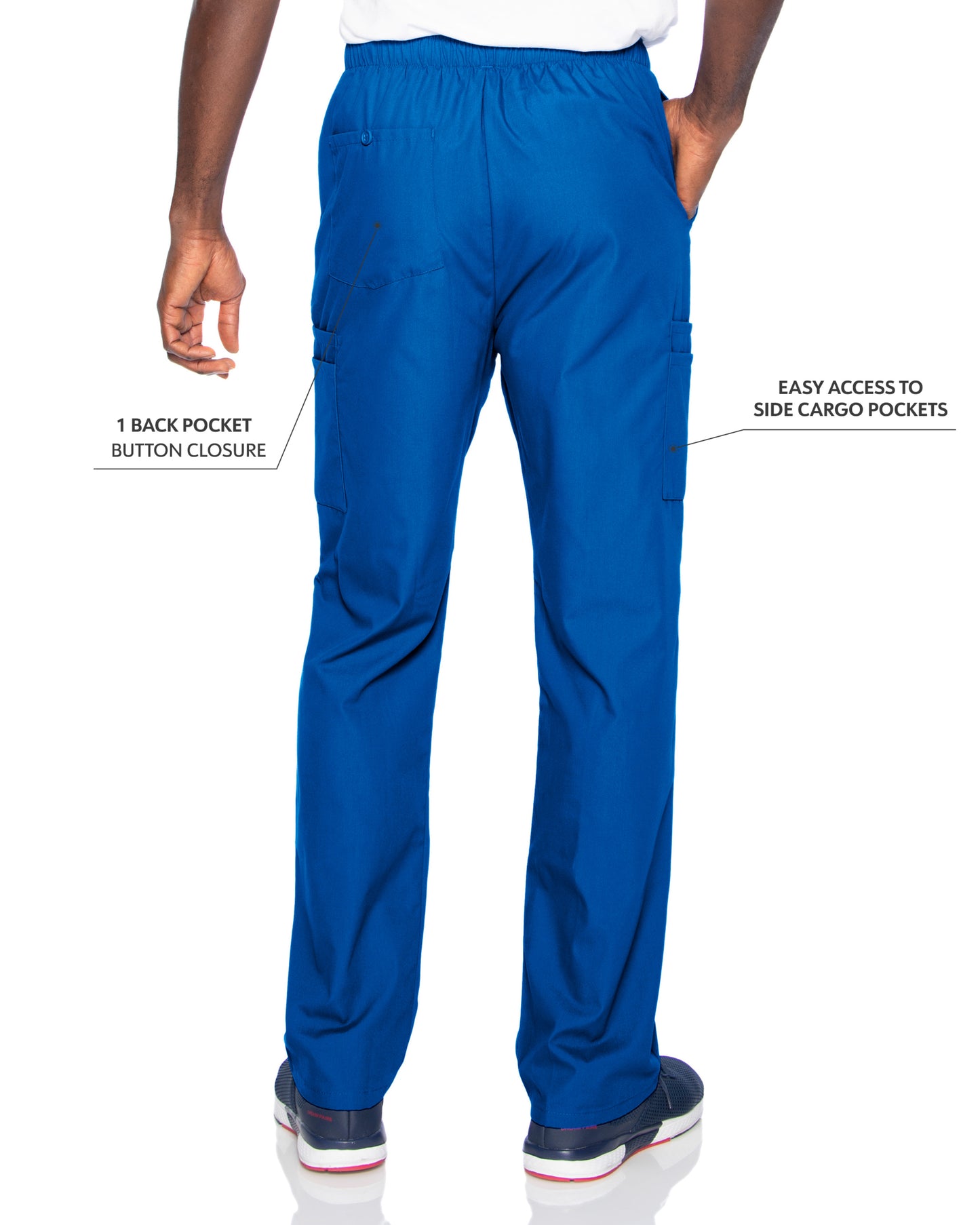 Men's 7-Pocket High-Rise Elastic Waist Cargo Scrub Pant