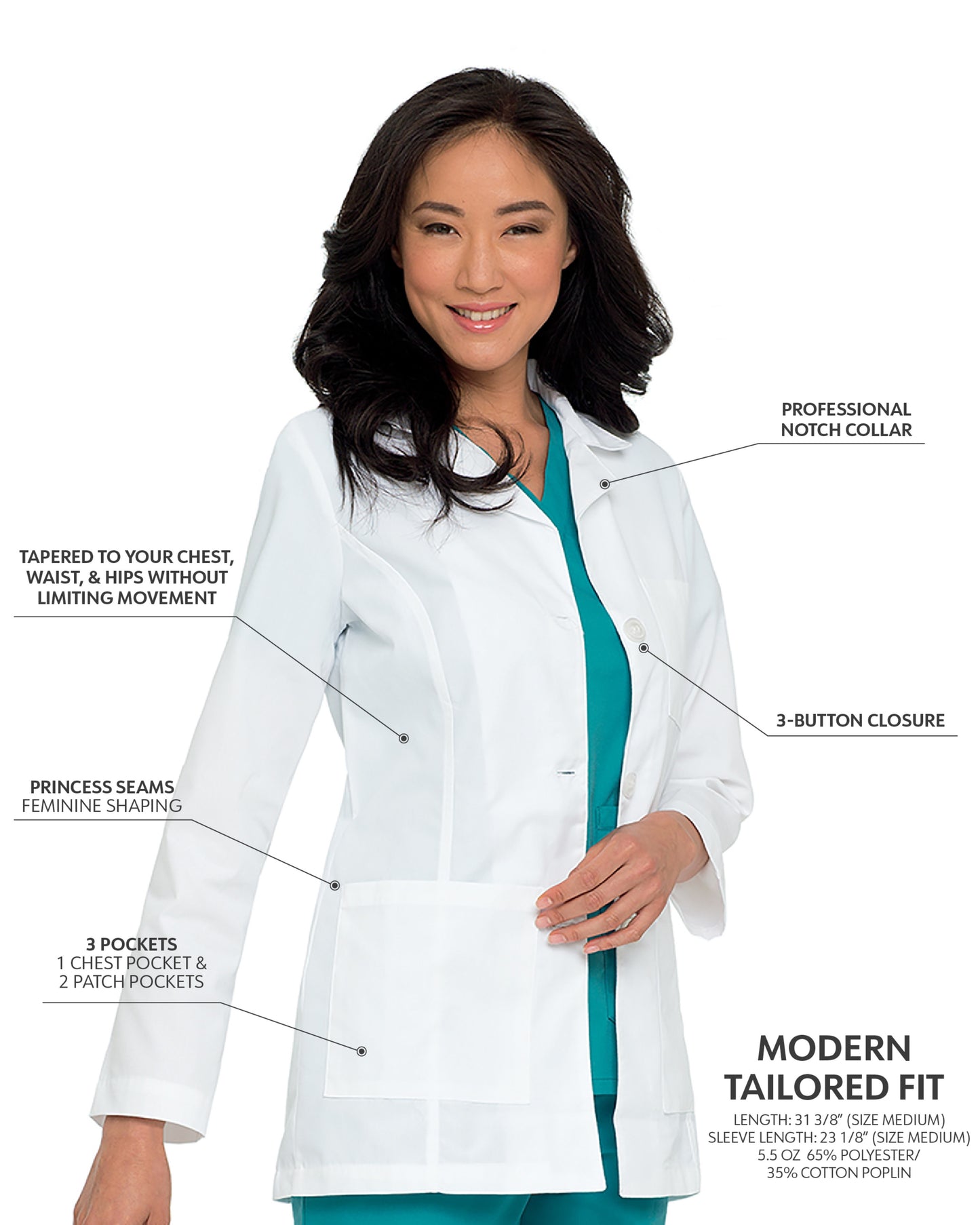 Women's Three-Pocket 31"  Consultation Lab Coat