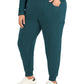 Women's 7-Pocket Mid-Rise Rib-Knit Elastic Waist Cargo Scrub Pant