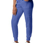 Women's 7-Pocket Mid-Rise Rib-Knit Elastic Waist Cargo Scrub Pant