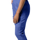 Women's 7-Pocket Mid-Rise Rib-Knit Elastic Waist Cargo Scrub Pant