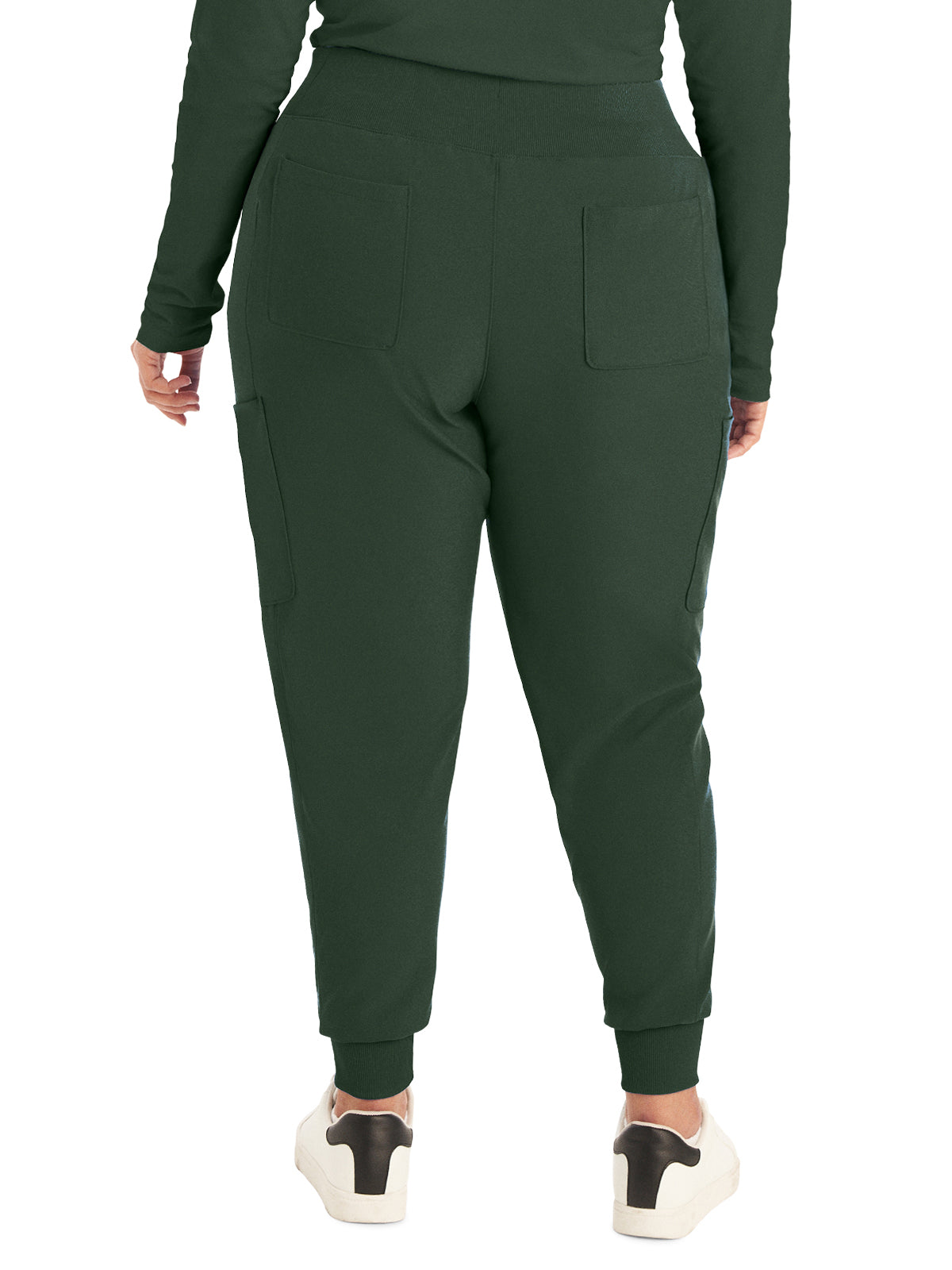 Women's 7-Pocket Mid-Rise Rib-Knit Elastic Waist Cargo Scrub Pant