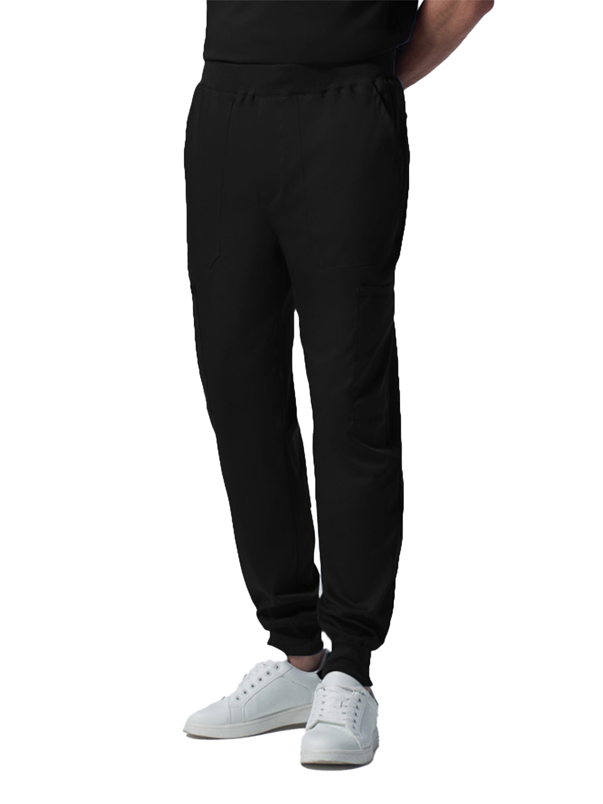 Men's 7-Pocket Mid-Rise Rib-Knit Elastic Waist Jogger Scrub Pant