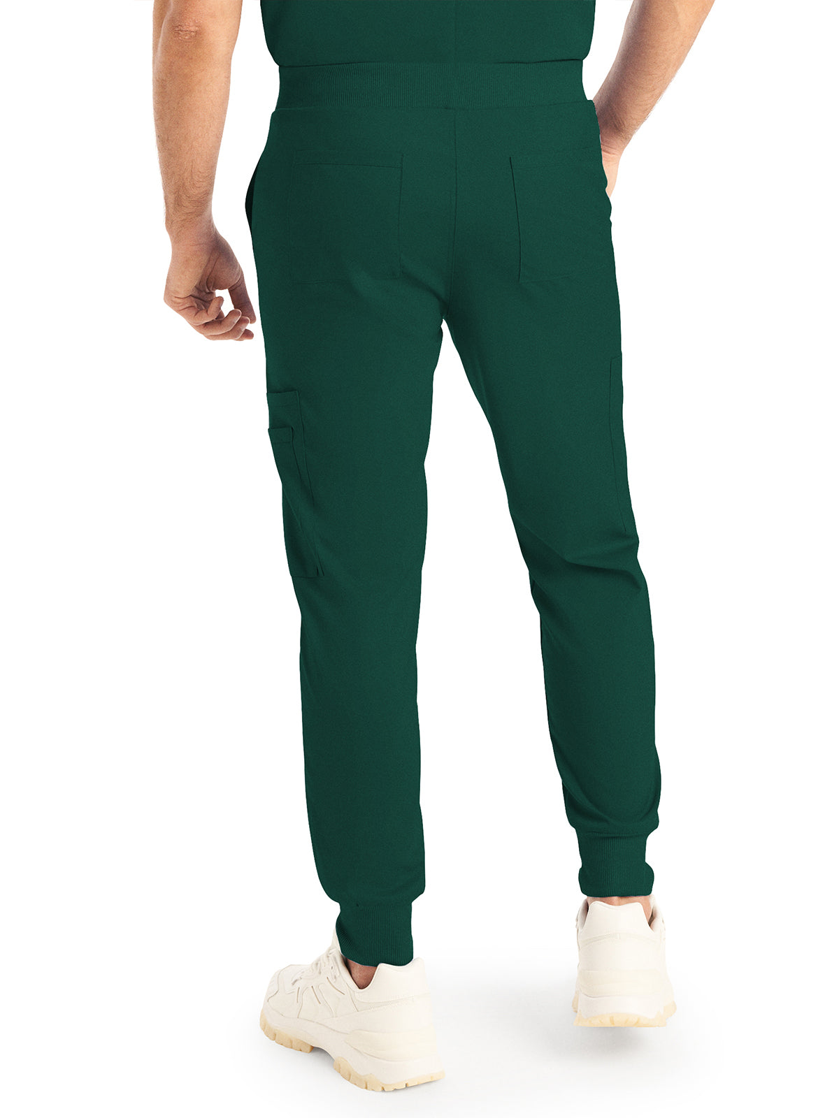 Men's 7-Pocket Mid-Rise Rib-Knit Elastic Waist Jogger Scrub Pant